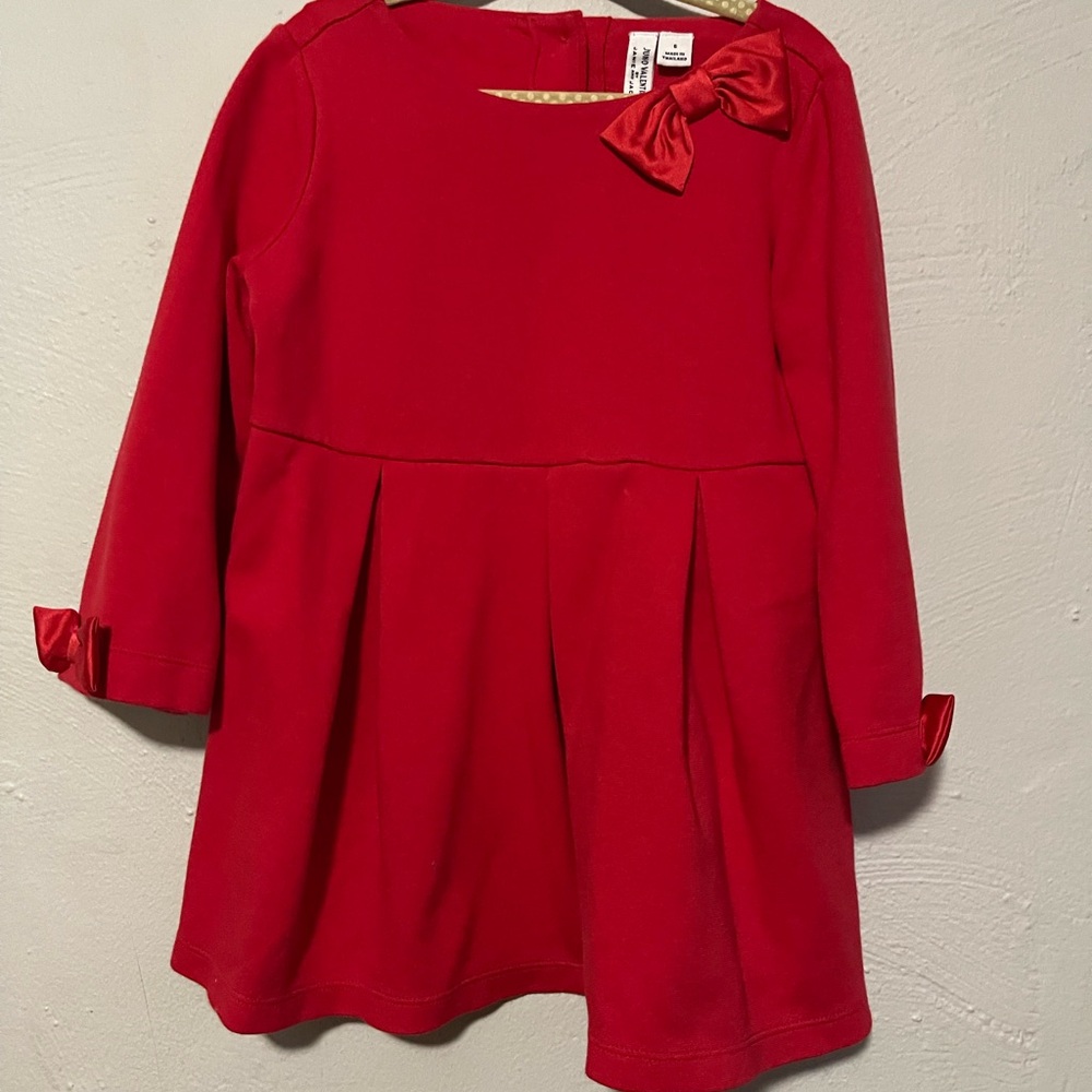 Janie and Jack Red Dress with Bow Accents